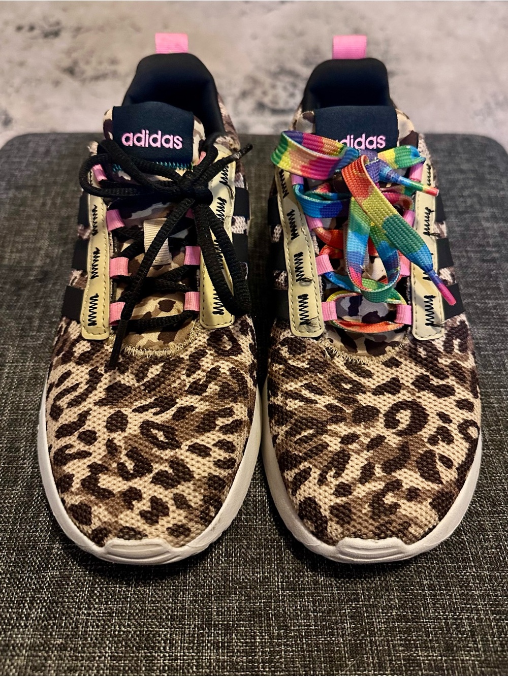 adidas Kids Leopard Print Racer TR21 Lace Up Sneakers - Picture 2 of 9